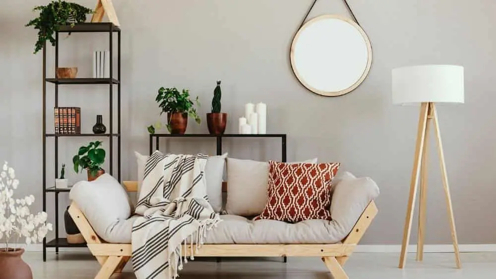 Hermoso diseño de interiores para la sala de estar sofá