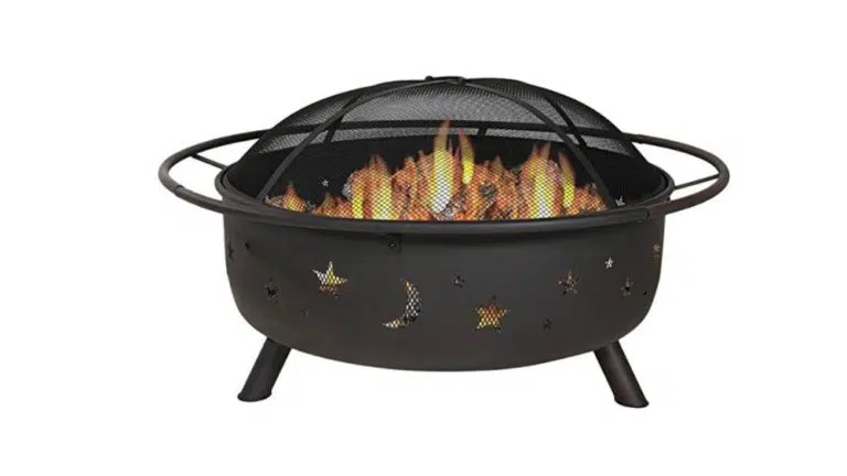 Sunnydaze Cosmic Outdoor Fire Pit – 42 Inch Large Bonfire Wood Burning Patio & Backyard Firepit for Outside with Round Spark Screen